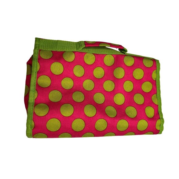 J Garden Hanging Toiletry Bag Bright Polka Dot Mesh Plastic Pockets Travel Must - Picture 6 of 8